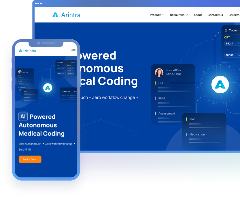 Arintra product visuals on gradient blue background